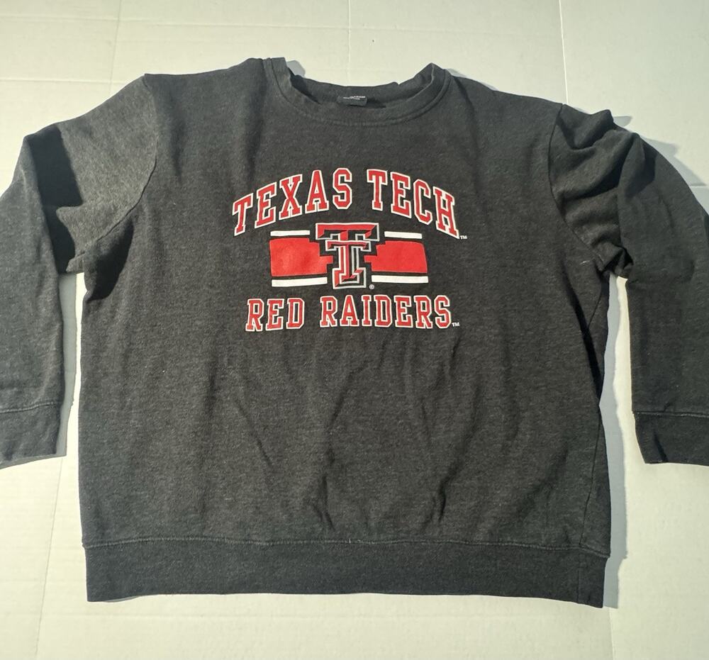 Colosseum Texas Tech Red Raiders Crewneck Sweatshirt Gray Men’s XL